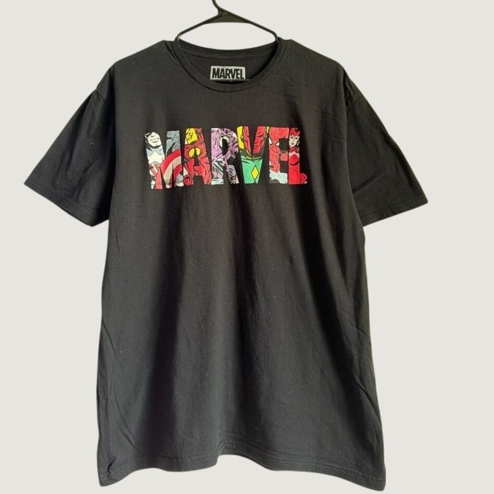 Marvel Comics Avengers Graphic T Shirt Black Mens Large Captain America Iron Man